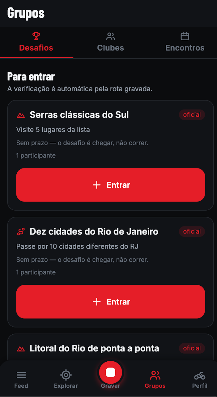 Desafios de moto no Asfalto